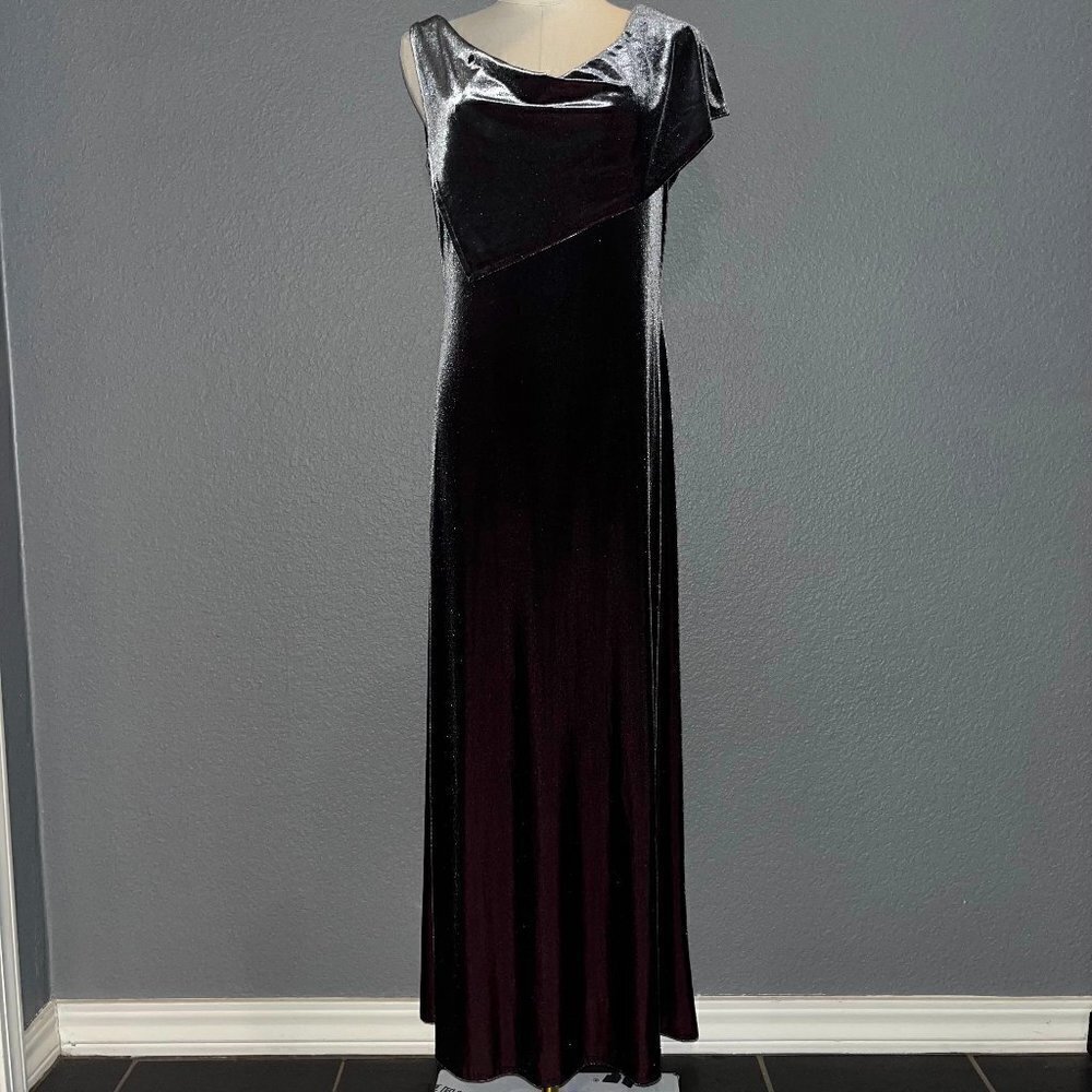 Cachet Velvet Asymmetrical Evening Gown